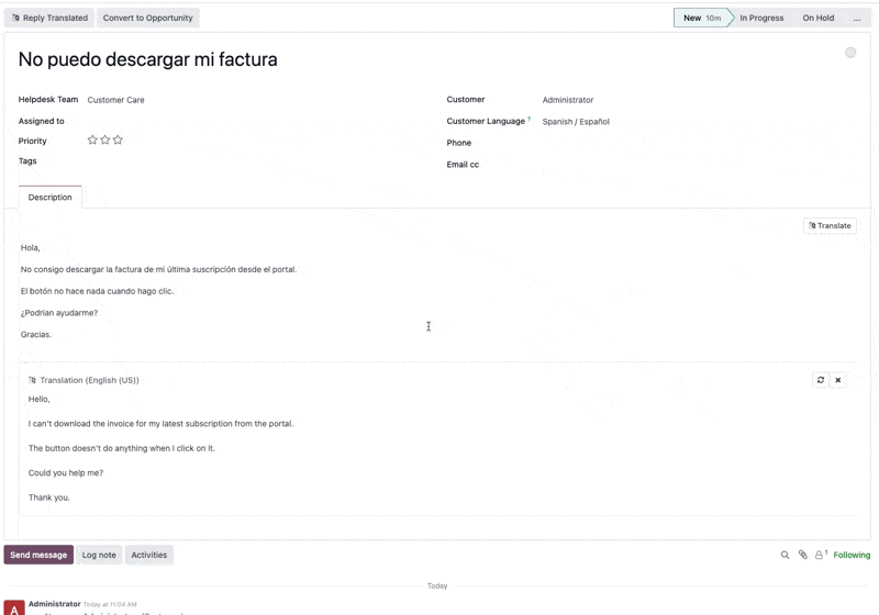 Reply in customer's language