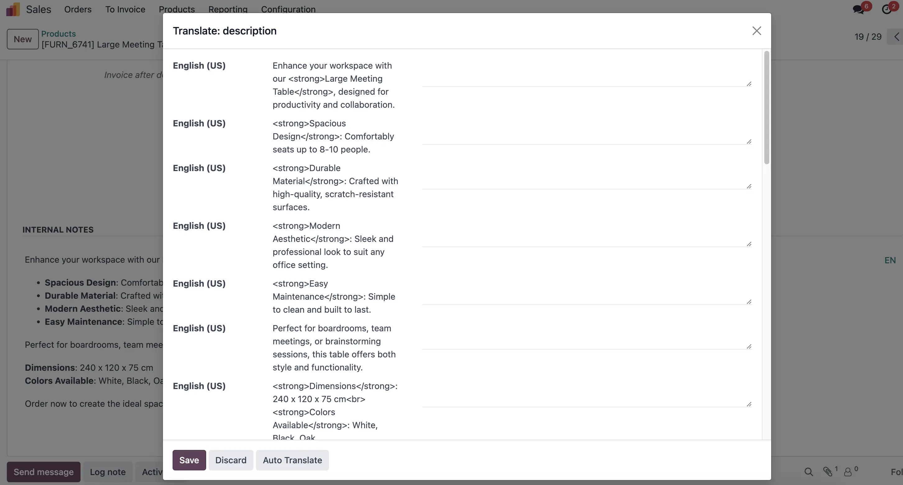 HTML field translation
